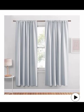 Pair Of 2 Light Grey Rod Pocket Blackout Curtains